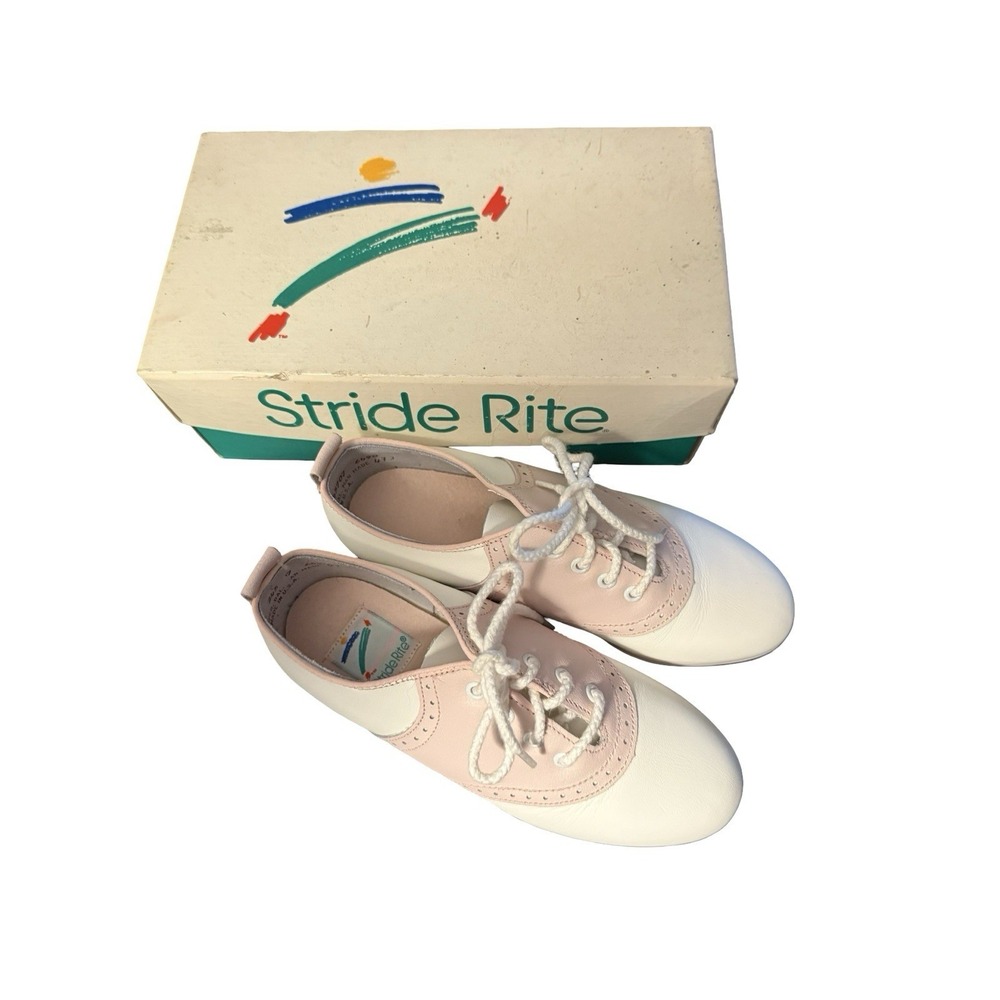 Vintage Stride Rite Pink white sock hop saddle shoes size 13 D new in box‎ 90s